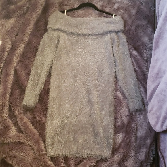Fuzzy Strapless Sweater Dress - Picture 1 of 2